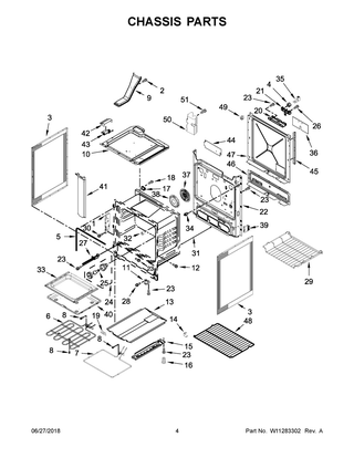 Chassis Parts Diagram and Parts List for WEE750H0HV1  Whirlpool Range