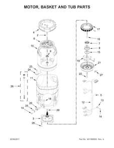 Motor, Basket And Tub Parts Diagram and Parts List for WTW8500DC3  Whirlpool Washer