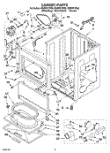 CABINET PARTS Diagram and Parts List for GGQ8811PG2  Whirlpool Dryer