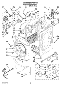 CABINET PARTS Diagram and Parts List for YWED9500TU0  Whirlpool Dryer