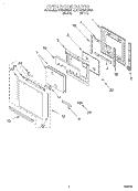 OVEN DOOR Diagram and Parts List for KEBS208DBL4  KitchenAid Wall Oven