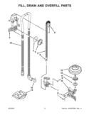 FILL, DRAIN AND OVERFILL PARTS Diagram and Parts List for KUDS30IBWH0  KitchenAid Dishwasher