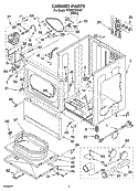 CABINET PARTS Diagram and Parts List for YCEE2790KQ1  Whirlpool Dryer
