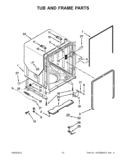 TUB AND FRAME PARTS Diagram and Parts List for KUDC10IXBL8  KitchenAid Dishwasher