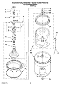 AGITATOR, BASKET AND TUB PARTS Diagram and Parts List for 7MMSL6955TW0  Whirlpool Washer