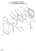OVEN DOOR Diagram and Parts List for RBD306PDQ1  Whirlpool Wall Oven