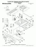 COOKTOP, BURNER AND GRATE PARTS Diagram and Parts List for KDRU707VSS03  KitchenAid Range
