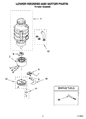 LOWER HOUSING AND MOTOR PARTS Diagram and Parts List for GC5000XE2  Whirlpool Food Waste Disposer