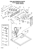 TOP AND CONSOLE PARTS Diagram and Parts List for LEQ9508PG1  Whirlpool Dryer