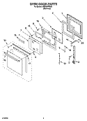 OVEN DOOR PARTS Diagram and Parts List for IBS330PRS02  Whirlpool Wall Oven