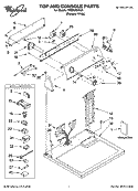 TOP AND CONSOLE PARTS Diagram and Parts List for WGD5560SQ0  Whirlpool Dryer