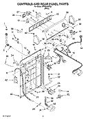 CONTROLS AND REAR PANEL PARTS Diagram and Parts List for WTW5400TQ0  Whirlpool Washer