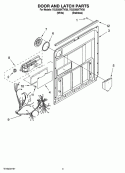 DOOR AND LATCH PARTS Diagram and Parts List for 7GU2300XTVQ0  Whirlpool Dishwasher