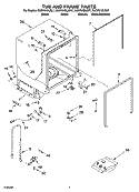 TUB AND FRAME PARTS Diagram and Parts List for KUDP01DLBL7  KitchenAid Dishwasher