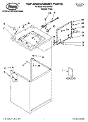 TOP AND CABINET PARTS Diagram and Parts List for RAX7245KQ1  Roper Washer