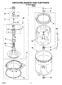 AGITATOR, BASKET AND TUB PARTS Diagram and Parts List for IP44004  Inglis Washer