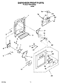 DISPENSER FRONT PARTS Diagram and Parts List for RS25AGXNQ02  Roper Refrigerator