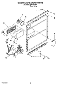 DOOR AND LATCH PARTS Diagram and Parts List for KUDT03FTPA0  KitchenAid Dishwasher