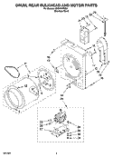 DRUM, REAR BULKHEAD AND MOTOR PARTS Diagram and Parts List for KHGV01RSS0  KitchenAid Dryer