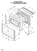 DOOR PARTS Diagram and Parts List for RF196LXMQ2  Whirlpool Range