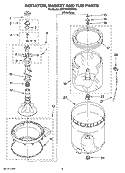 AGITATOR, BASKET AND TUB PARTS Diagram and Parts List for 2DMTW5705TW0  Whirlpool Washer