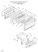 DOOR AND DRAWER Diagram and Parts List for SF387PEYW8  Whirlpool Range