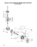 BRAKE, CLUTCH, GEARCASE, MOTOR AND PUMP Diagram and Parts List for 6LA6300XYW0  Whirlpool Washer