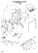 TUB ASSEMBLY Diagram and Parts List for DU800SWKU0  Whirlpool Dishwasher