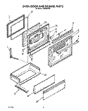 OVEN DOOR AND DRAWER Diagram and Parts List for FGS385VL2  Whirlpool Range