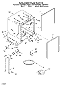 TUB AND FRAME PARTS Diagram and Parts List for KUDI01ILWH4  KitchenAid Dishwasher