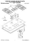 COOKTOP, BURNER AND GRATE PARTS Diagram and Parts List for KGCC566RWW03  KitchenAid Cooktop