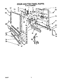 DOOR AND TOE PANEL Diagram and Parts List for WU0800XX1  Roper Dishwasher