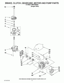 BRAKE, CLUTCH, GEARCASE, MOTOR AND PUMP PARTS Diagram and Parts List for YWET3300XQ0  Whirlpool Washer Dryer Combo