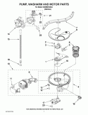 PUMP, WASHARM AND MOTOR PARTS Diagram and Parts List for KUDE60HXSS3  KitchenAid Dishwasher