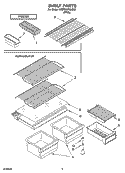 SHELF PARTS, OPTIONAL PARTS Diagram and Parts List for 5VET6WPKLQ02  Whirlpool Refrigerator