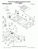 COOKTOP, BURNER AND GRATE PARTS Diagram and Parts List for KDRU763VSS02  KitchenAid Range