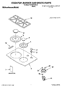 COOKTOP, BURNER AND GRATE PARTS Diagram and Parts List for KGCR055GBL05  KitchenAid Cooktop
