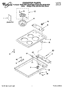 COOKTOP PARTS Diagram and Parts List for RCS3614RQ01  Whirlpool Cooktop