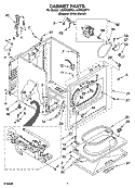 CABINET PARTS Diagram and Parts List for LGR6620PT1  Whirlpool Dryer