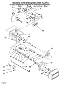 MOTOR AND ICE CONTAINER PARTS Diagram and Parts List for KSRD22FKBL14  KitchenAid Refrigerator