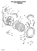 TUB AND BASKET PARTS Diagram and Parts List for 7MGHW9150PW2  Whirlpool Washer