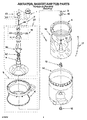 AGITATOR, BASKET AND TUB PARTS Diagram and Parts List for 6ALBR6245MW0  Whirlpool Washer