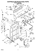 CONTROLS AND REAR PANEL PARTS Diagram and Parts List for RAS8333RQ3  Roper Washer