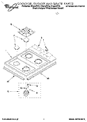 COOKTOP, BURNER AND GRATE Diagram and Parts List for SC8640EDQ0  Whirlpool Range