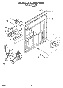 DOOR AND LATCH PARTS Diagram and Parts List for GU640XTLQ1  Whirlpool Dishwasher