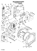 BULKHEAD PARTS Diagram and Parts List for WGD6600VW0  Whirlpool Dryer