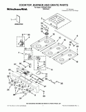 COOKTOP, BURNER AND GRATE PARTS Diagram and Parts List for KDRS467VSS00  KitchenAid Range