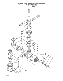 PUMP AND SPRAY ARM Diagram and Parts List for RUD3006DB0  Roper Dishwasher