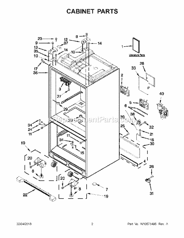 Part Location Diagram of W10568023 Whirlpool TECH SHEET