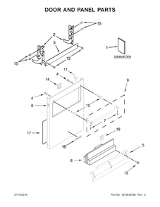 Door And Panel Parts Diagram and Parts List for KDTM804EBS0  KitchenAid Dishwasher